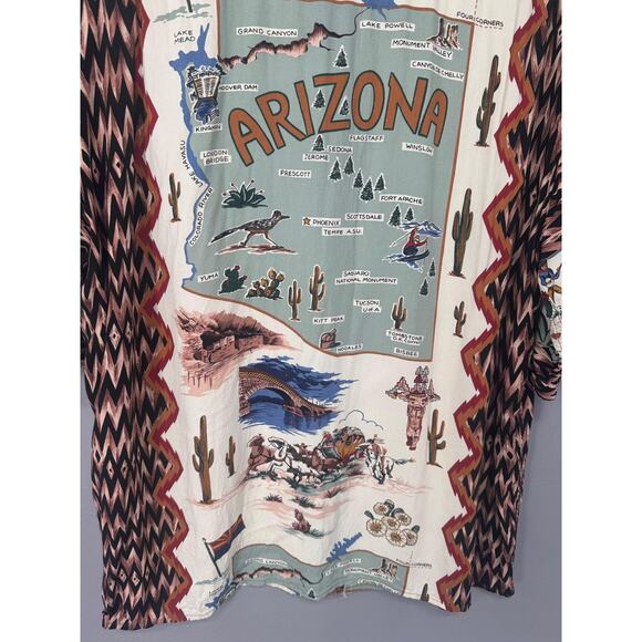Reyn Spooner Shirt Mens Extra Large Arizona Map Vacation Rayon Retro Nostalgia - Picture 6 of 13